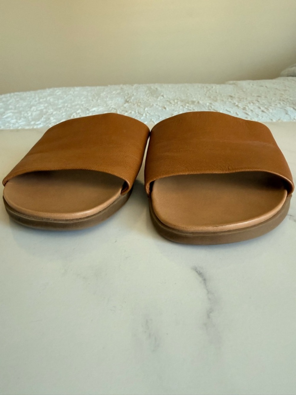 Steve Madden Tan Slide Sandals with Wide Band - Picture 3 of 5